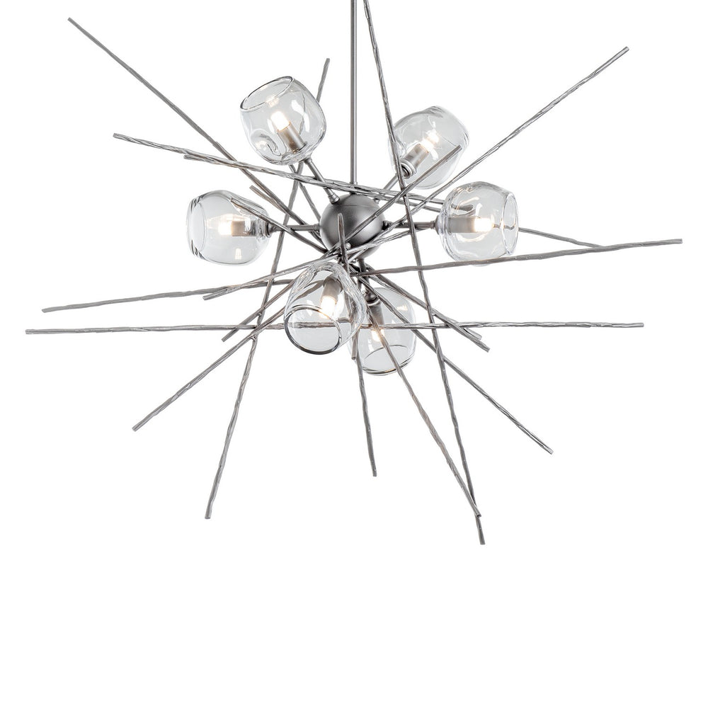 Hubbardton Forge - Six Light Pendant - Griffin - Vintage Platinum- Union Lighting Luminaires Decor