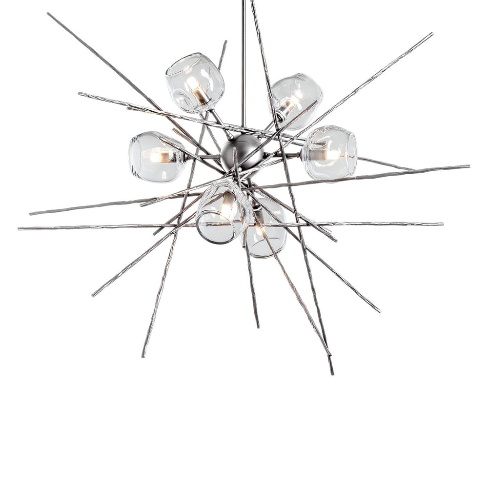 Hubbardton Forge - Six Light Pendant - Griffin - Sterling- Union Lighting Luminaires Decor
