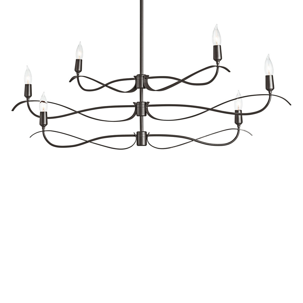Hubbardton Forge - Six Light Chandelier - Willow - Dark Smoke- Union Lighting Luminaires Decor