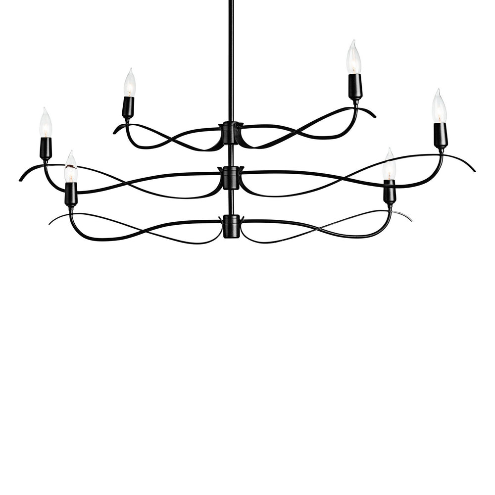 Hubbardton Forge - Six Light Chandelier - Willow - Black- Union Lighting Luminaires Decor