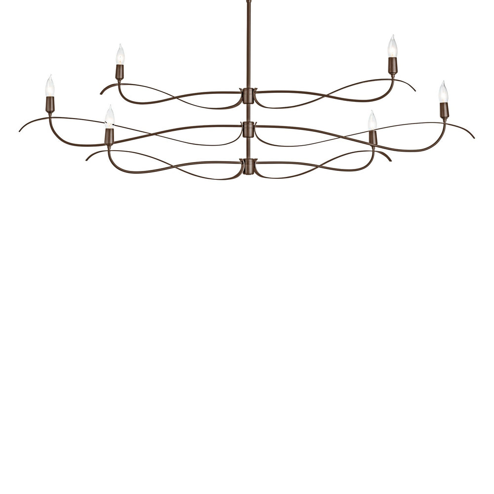 Hubbardton Forge - Six Light Chandelier - Willow - Bronze- Union Lighting Luminaires Decor
