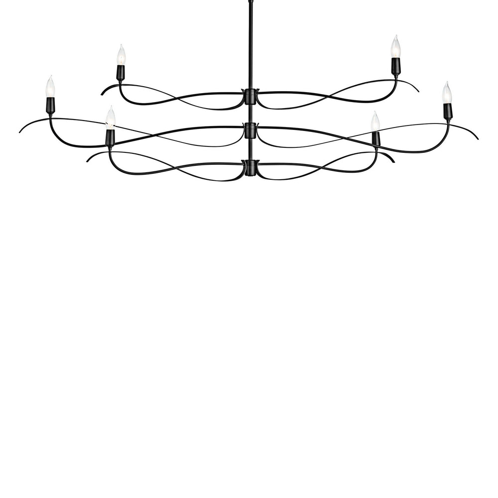 Hubbardton Forge - Six Light Chandelier - Willow - Black- Union Lighting Luminaires Decor