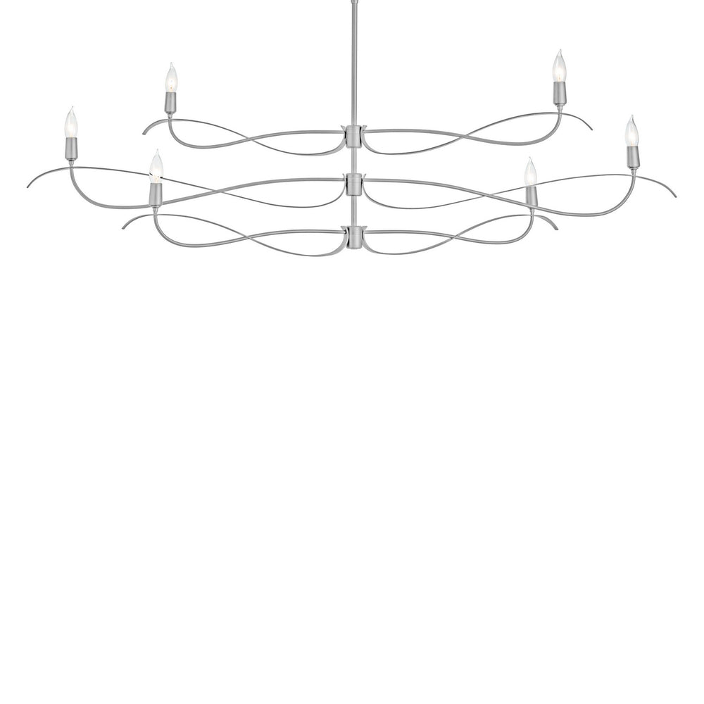Hubbardton Forge - Six Light Chandelier - Willow - Vintage Platinum- Union Lighting Luminaires Decor