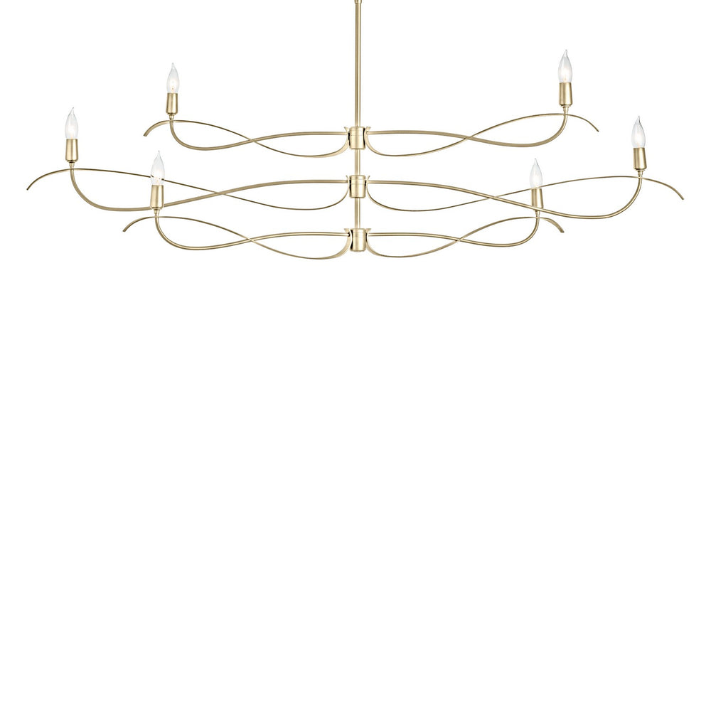 Hubbardton Forge - Six Light Chandelier - Willow - Modern Brass- Union Lighting Luminaires Decor