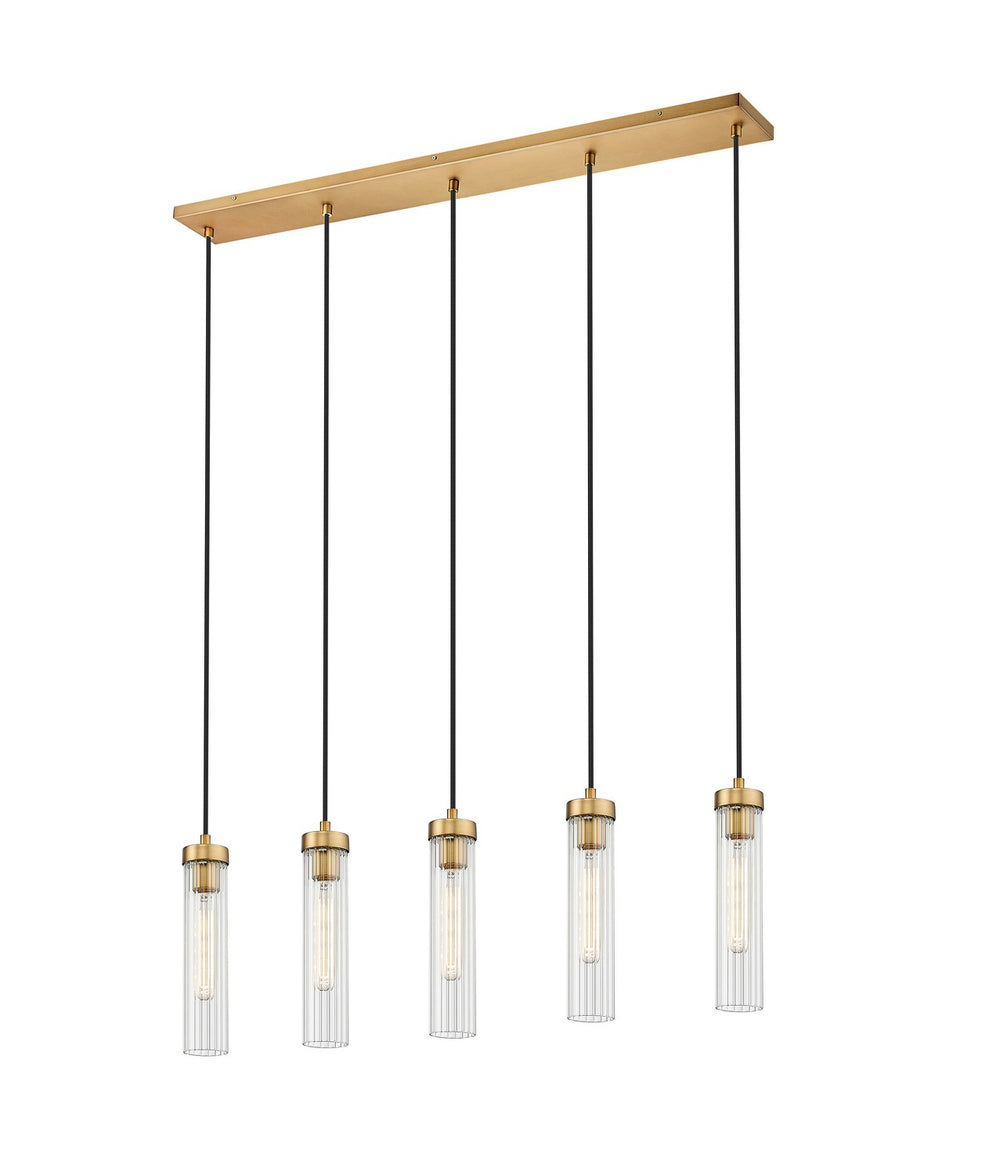 Z-Lite Canada - Five Light Linear Chandelier - Beau - Rubbed Brass- Union Lighting Luminaires Decor