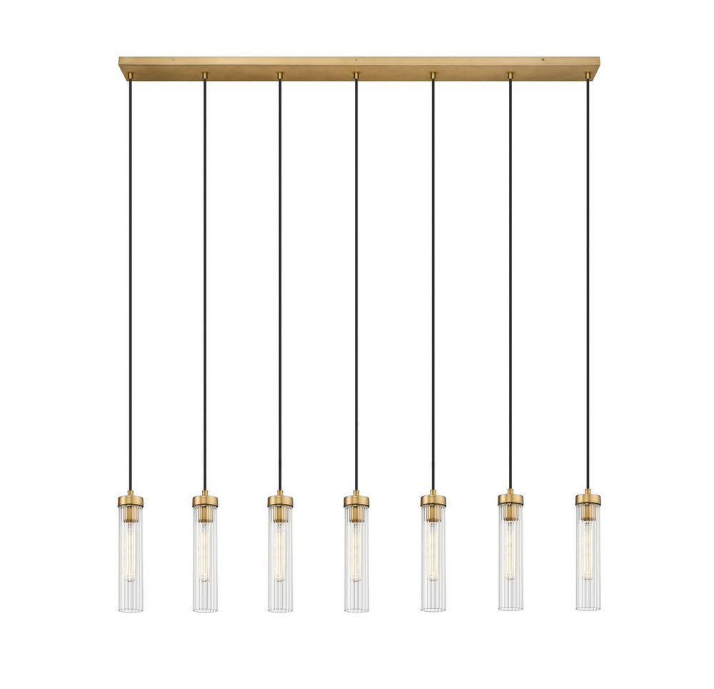 Z-Lite Canada - Seven Light Linear Chandelier - Beau - Rubbed Brass- Union Lighting Luminaires Decor