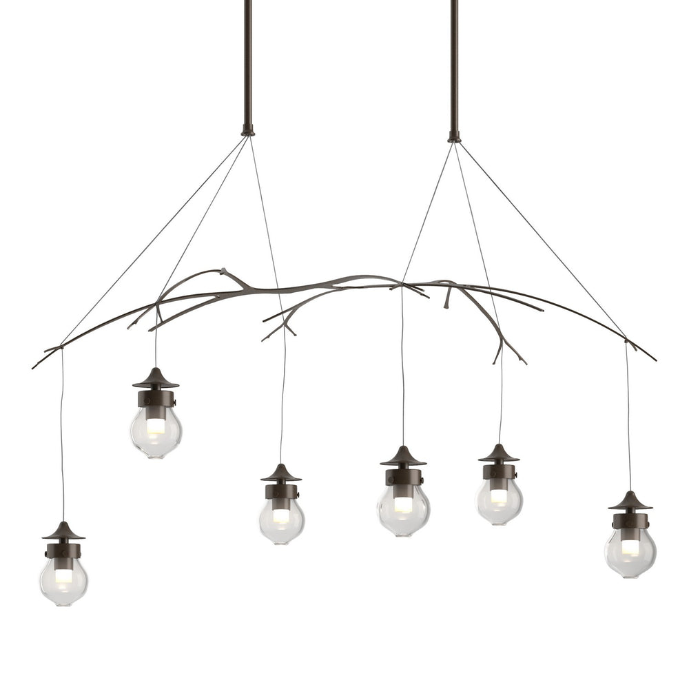 Hubbardton Forge - Six Light Pendant - Kiwi - Bronze- Union Lighting Luminaires Decor