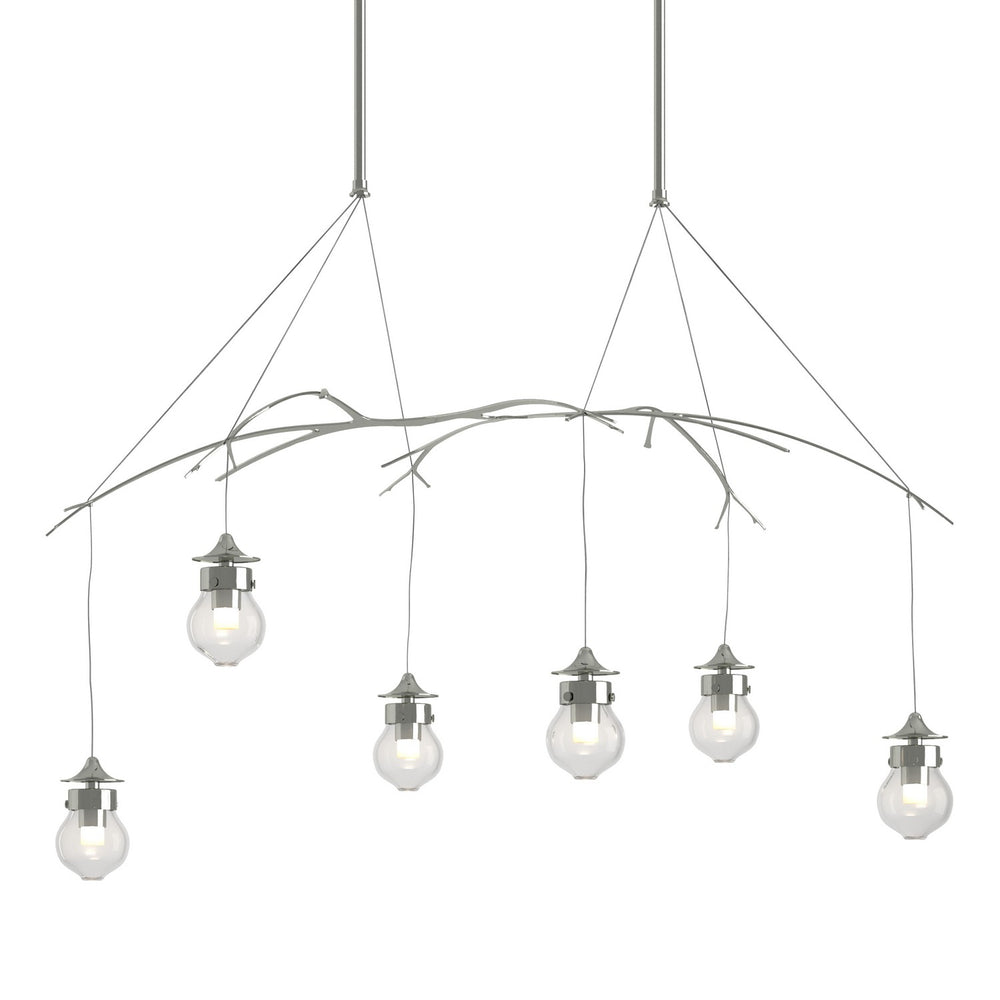 Hubbardton Forge - Six Light Pendant - Kiwi - Sterling- Union Lighting Luminaires Decor