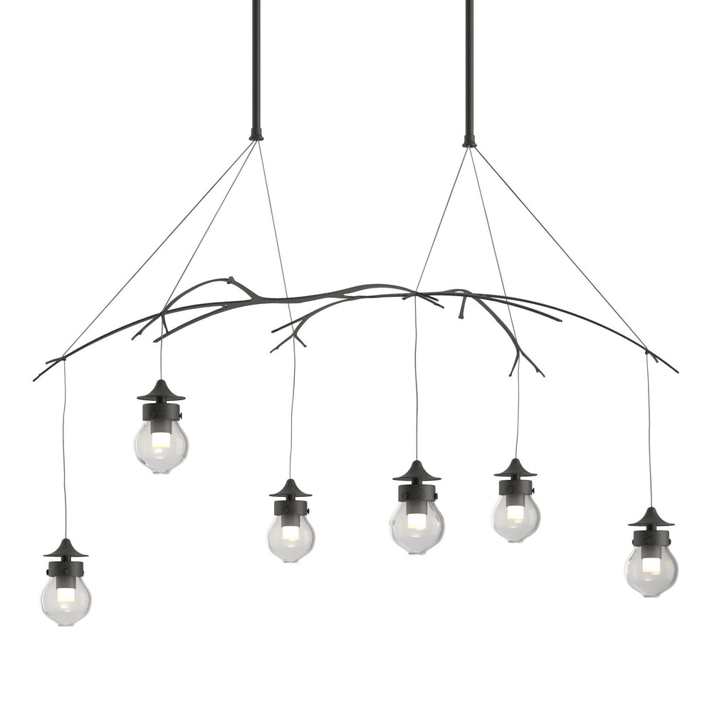Hubbardton Forge - Six Light Pendant - Kiwi - Natural Iron- Union Lighting Luminaires Decor