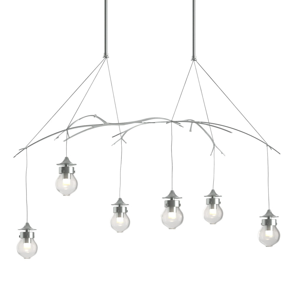 Hubbardton Forge - Six Light Pendant - Kiwi - Vintage Platinum- Union Lighting Luminaires Decor