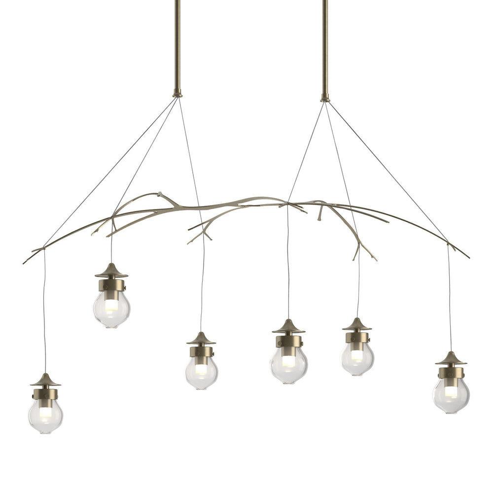 Hubbardton Forge - Six Light Pendant - Kiwi - Soft Gold- Union Lighting Luminaires Decor