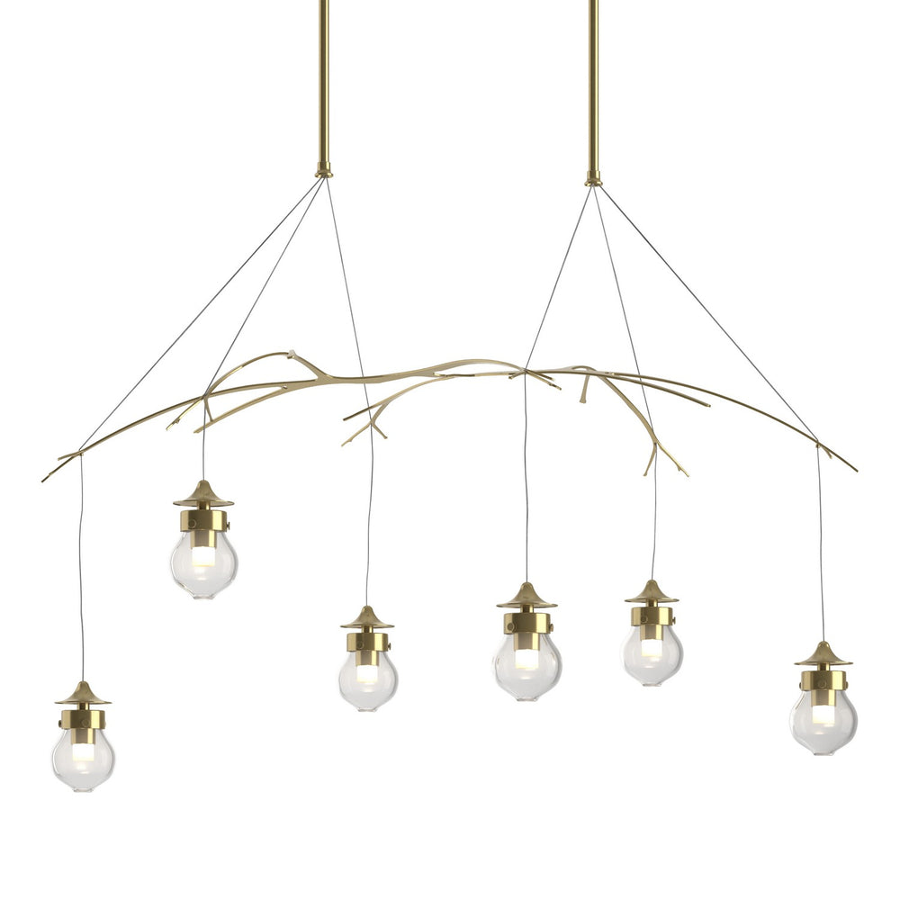 Hubbardton Forge - Six Light Pendant - Kiwi - Modern Brass- Union Lighting Luminaires Decor