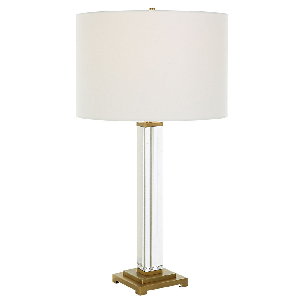 Uttermost - One Light Table Lamp - Crystal Column - Antique Brass- Union Lighting Luminaires Decor