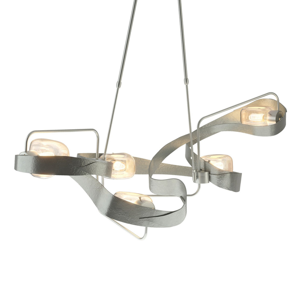 Hubbardton Forge - Five Light Pendant - Graffiti - Vintage Platinum- Union Lighting Luminaires Decor
