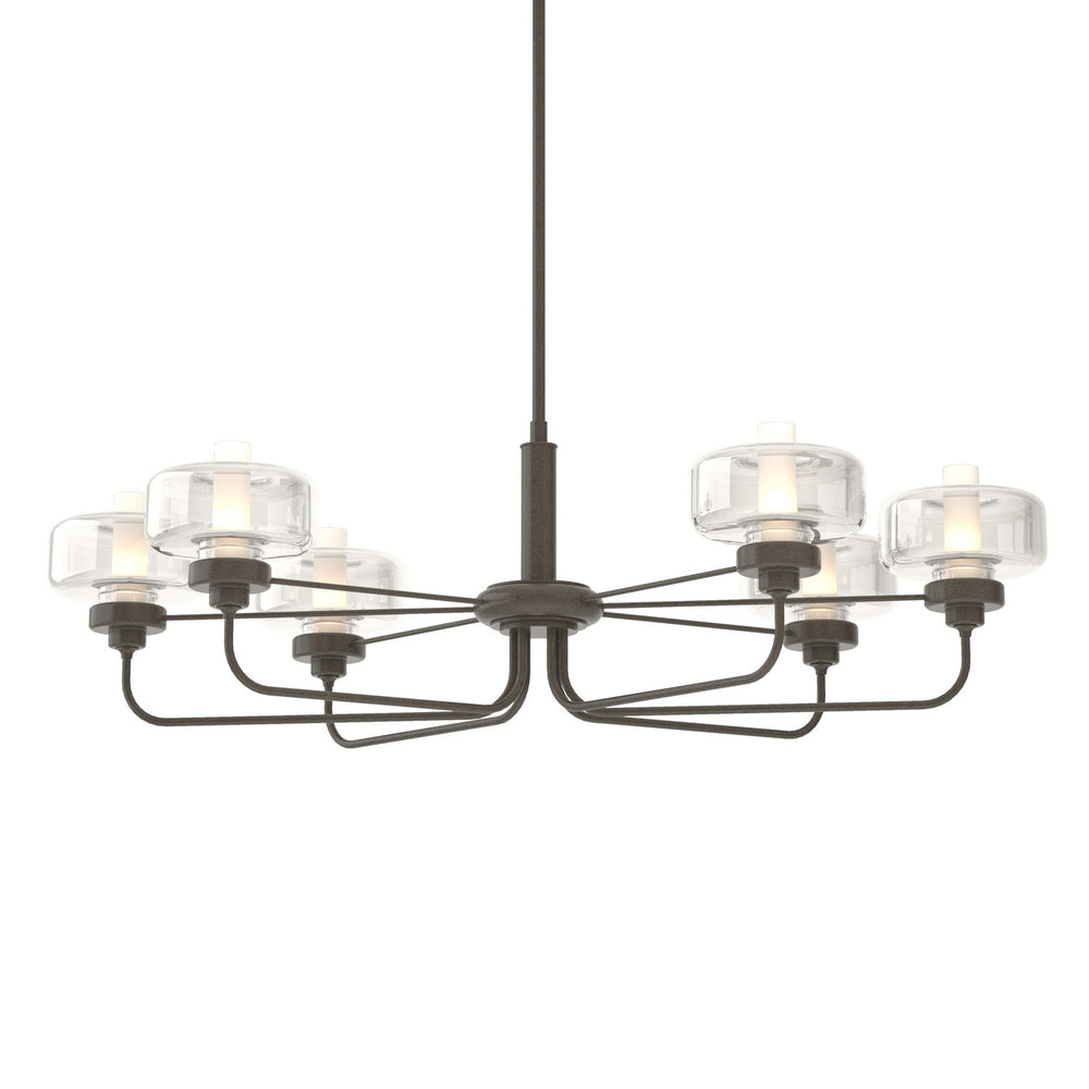 Hubbardton Forge - Six Light Pendant - Nola - Dark Smoke- Union Lighting Luminaires Decor