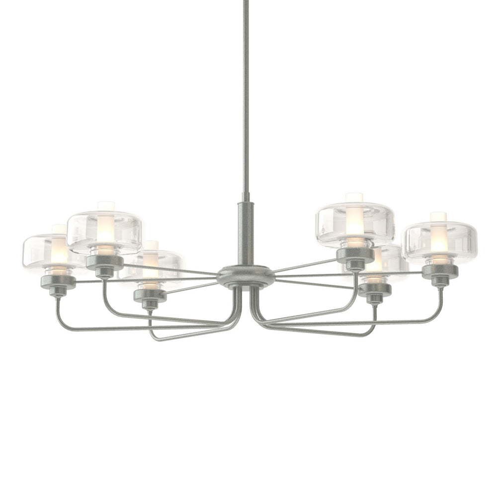 Hubbardton Forge - Six Light Pendant - Nola - Vintage Platinum- Union Lighting Luminaires Decor