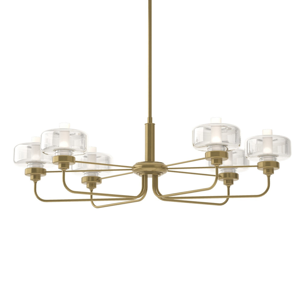 Hubbardton Forge - Six Light Pendant - Nola - Modern Brass- Union Lighting Luminaires Decor