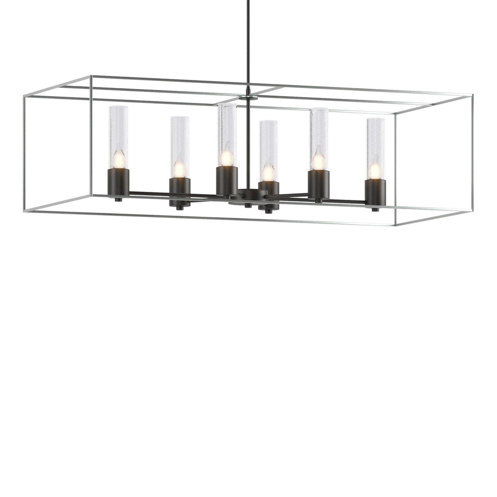 Hubbardton Forge - Six Light Pendant - Portico - Black- Union Lighting Luminaires Decor