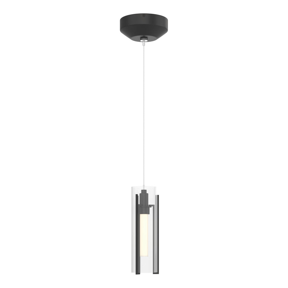 Hubbardton Forge - One Light Mini Pendant - Exos Glass - Black- Union Lighting Luminaires Decor