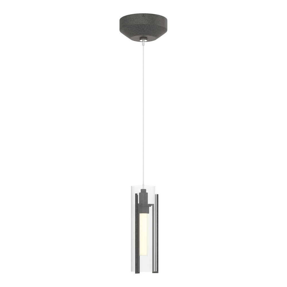 Hubbardton Forge - One Light Mini Pendant - Exos Glass - Natural Iron- Union Lighting Luminaires Decor