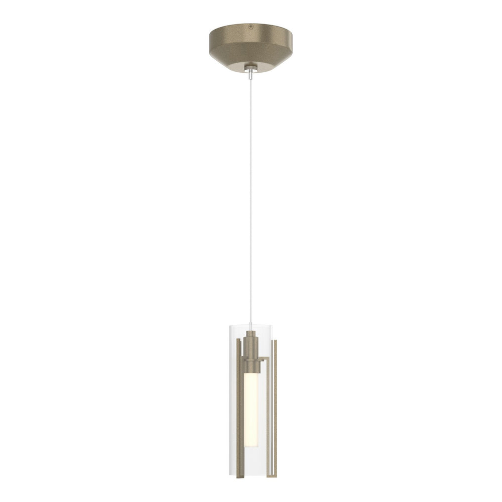Hubbardton Forge - One Light Mini Pendant - Exos Glass - Soft Gold- Union Lighting Luminaires Decor