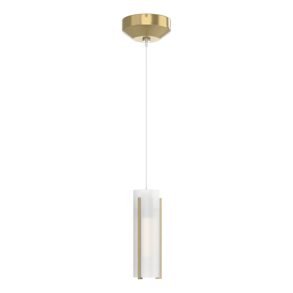 Hubbardton Forge - One Light Mini Pendant - Exos Glass - Modern Brass- Union Lighting Luminaires Decor