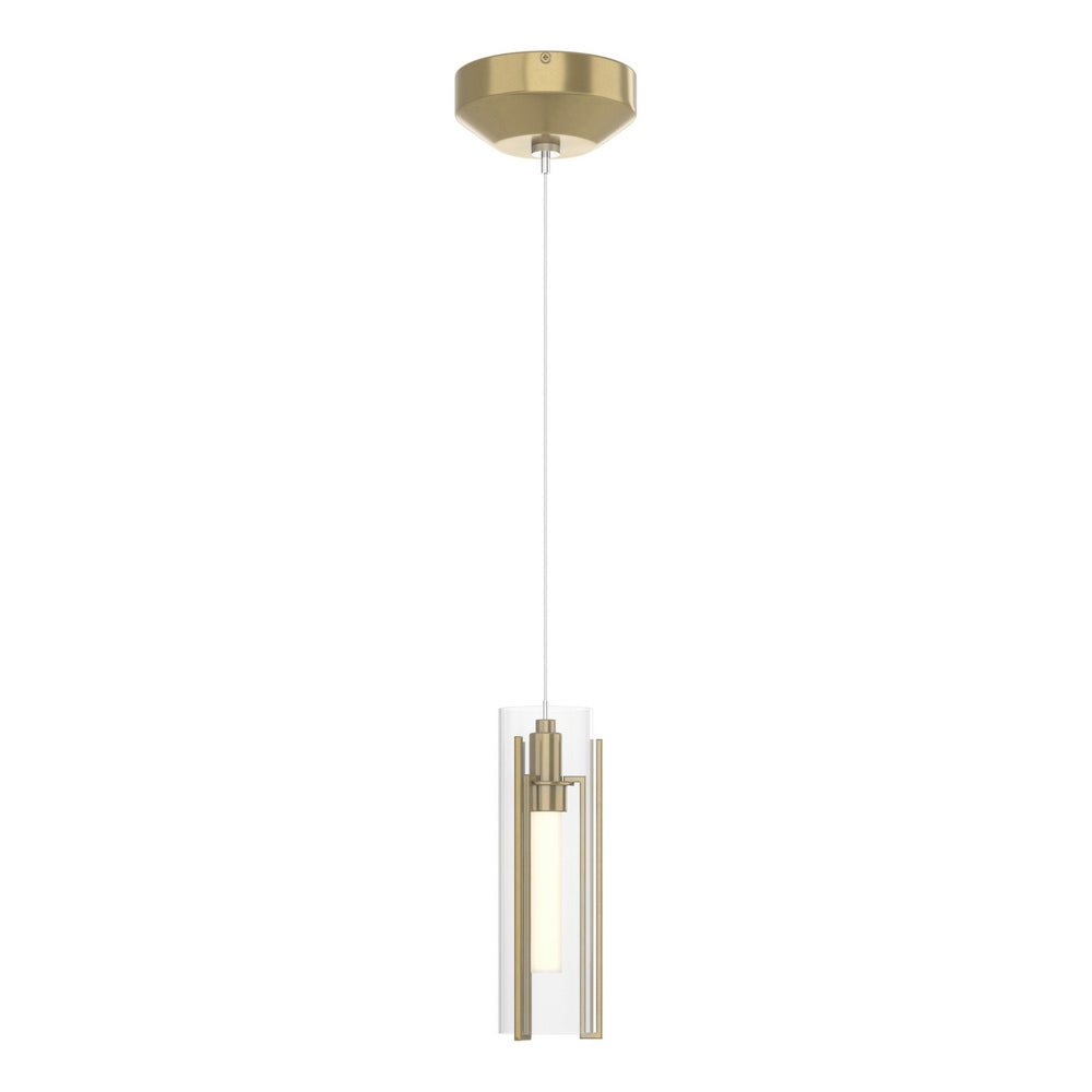 Hubbardton Forge - One Light Mini Pendant - Exos Glass - Modern Brass- Union Lighting Luminaires Decor