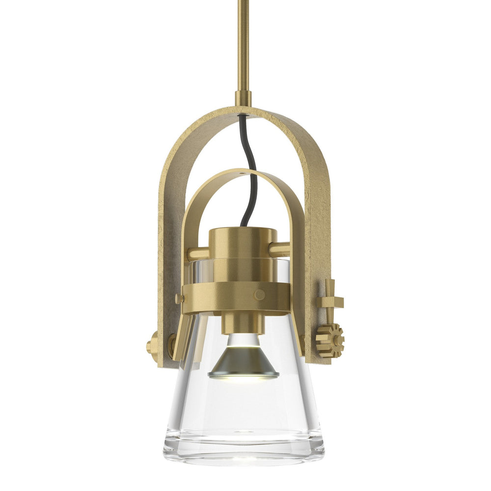 Hubbardton Forge - One Light Mini Pendant - Erlenmeyer - Modern Brass- Union Lighting Luminaires Decor