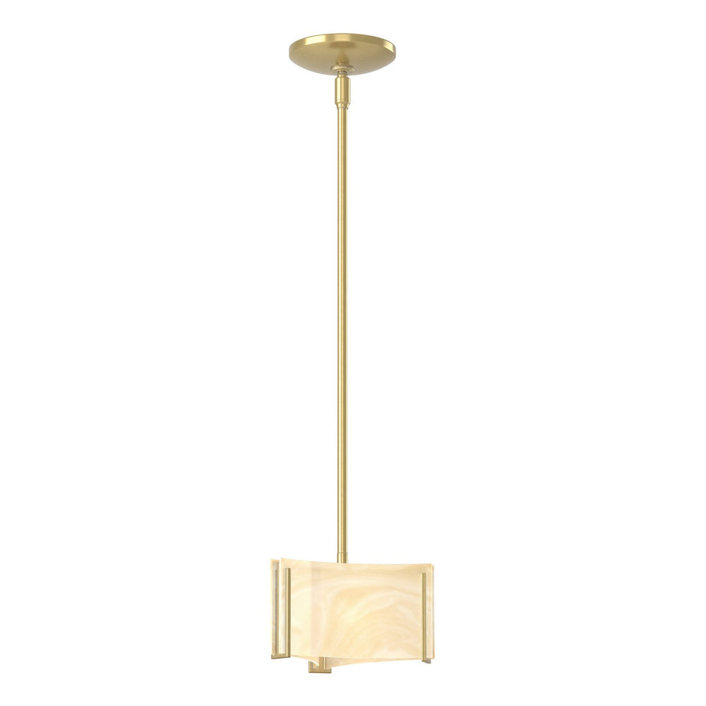 Hubbardton Forge - One Light Mini Pendant - Exos Glass - Modern Brass- Union Lighting Luminaires Decor