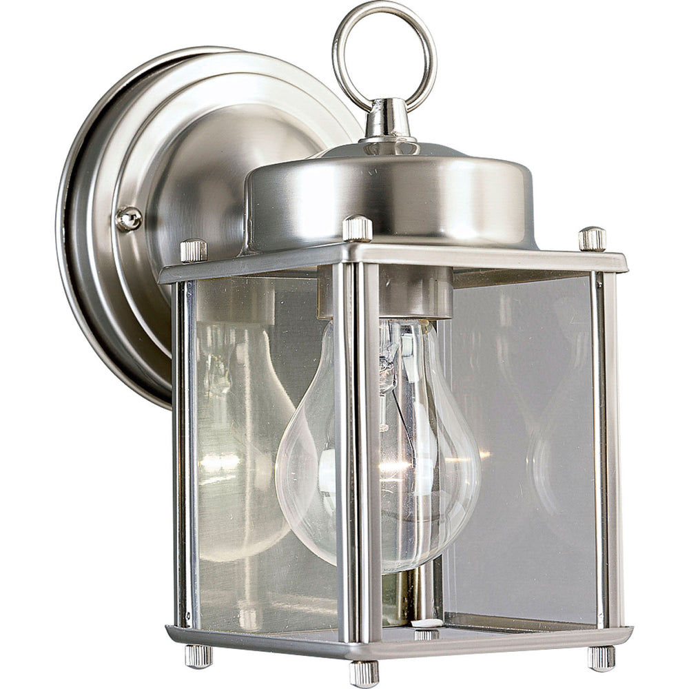 Progress Canada - One Light Wall Lantern - Flat Glass Lantern - Brushed Nickel- Union Lighting Luminaires Decor