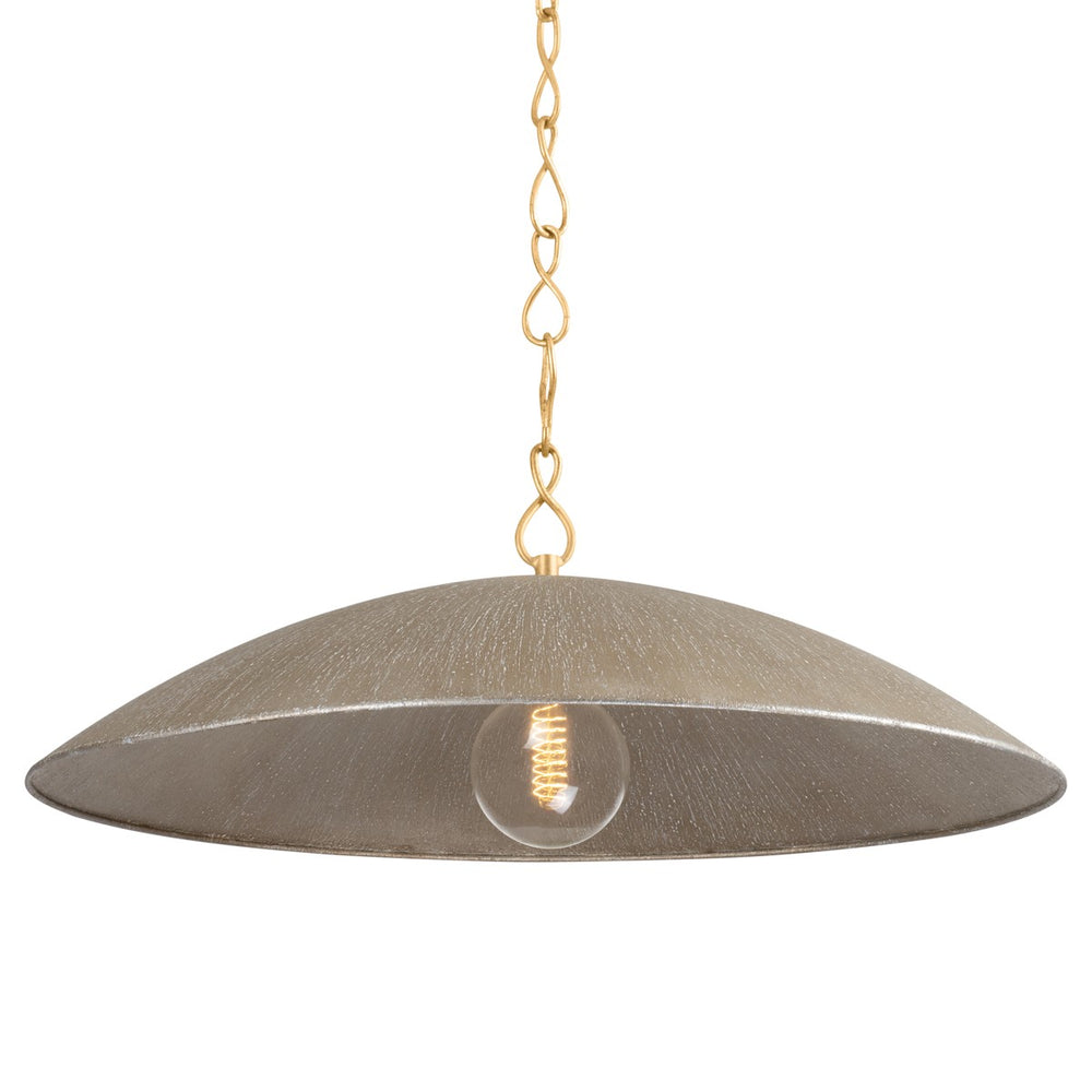 Hudson Valley Canada - One Light Pendant - Eve - Vintage Gold Leaf/ Textured Warm Silver Leaf- Union Lighting Luminaires Decor