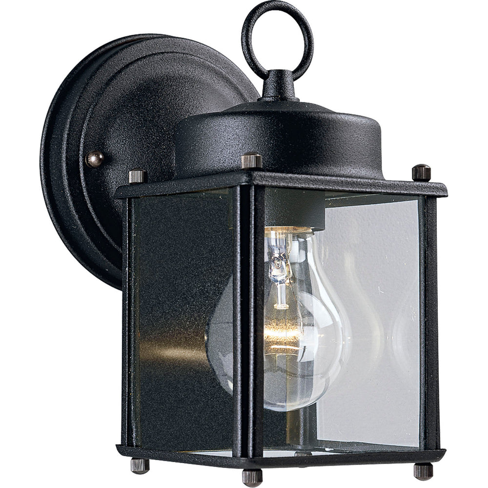 Progress Canada - One Light Wall Lantern - Flat Glass Lantern - Black- Union Lighting Luminaires Decor