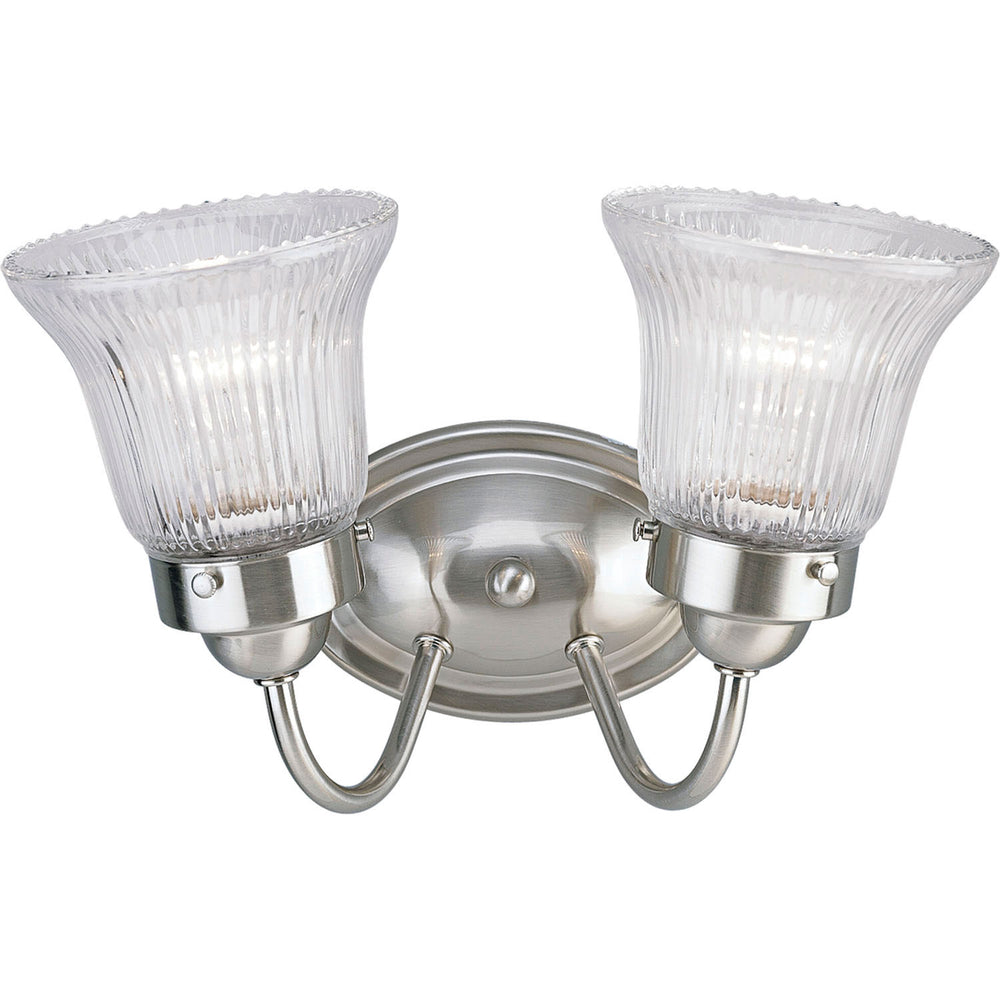 Progress Canada - Two Light Bath Bracket - Fluted Glass-Clear - Brushed Nickel- Union Lighting Luminaires Decor