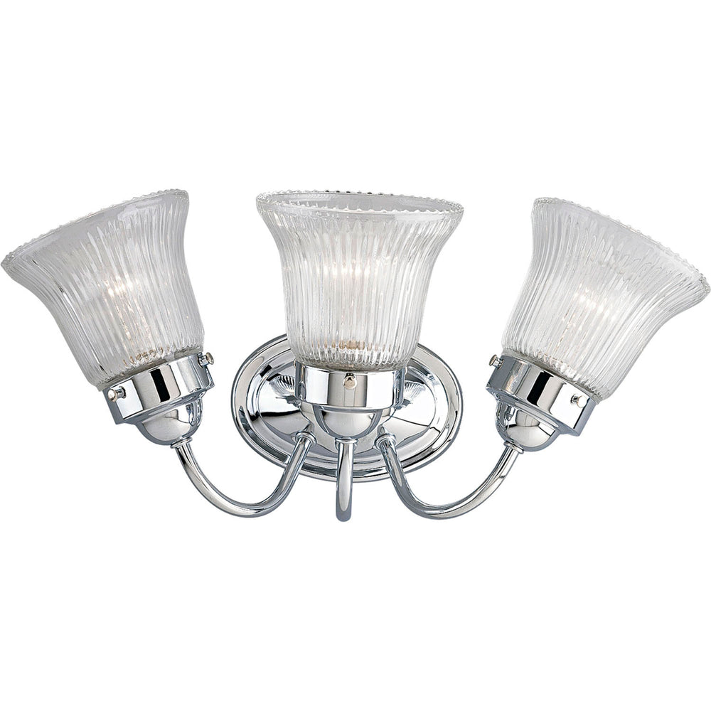 Progress Canada - Three Light Bath Bracket - Fluted Glass-Clear - Polished Chrome- Union Lighting Luminaires Decor