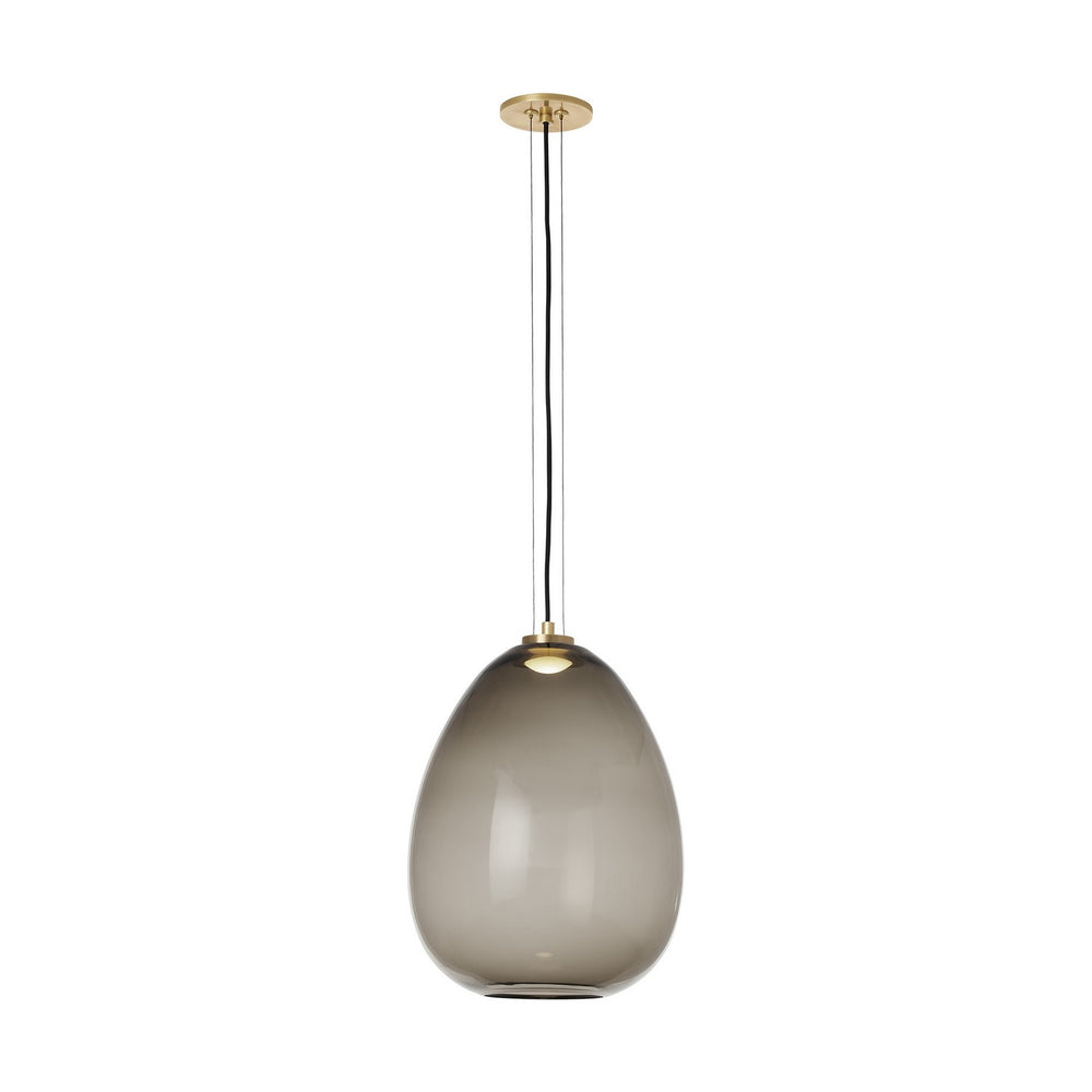 Visual Comfort Modern - LED Pendant - Kapoor - Transparent Smoke/Natural Brass- Union Lighting Luminaires Decor