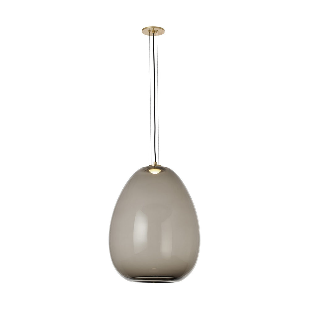 Visual Comfort Modern - LED Pendant - Kapoor - Transparent Smoke/Natural Brass- Union Lighting Luminaires Decor