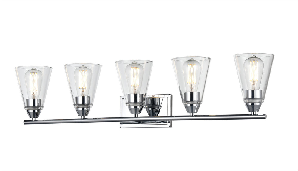 DVI Canada - Five Light Vanity - Louisbourg - Chrome w/Clear Glass- Union Lighting Luminaires Decor