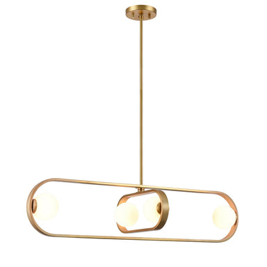 DVI Canada - Four Light Linear Pendant - Atwood - Brass With Half Opal Glass- Union Lighting Luminaires Decor