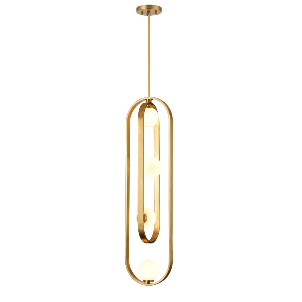 DVI Canada - Four Light Pendant - Atwood - Brass With Half Opal Glass- Union Lighting Luminaires Decor