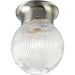 Progress Canada - One Light Flush Mount - Globe - Clear Ribbed - Brushed Nickel- Union Lighting Luminaires Decor