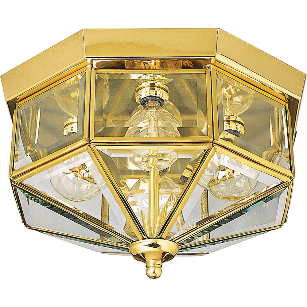 Progress Canada - Four Light Flush Mount - Beveled Glass - Polished Brass- Union Lighting Luminaires Decor