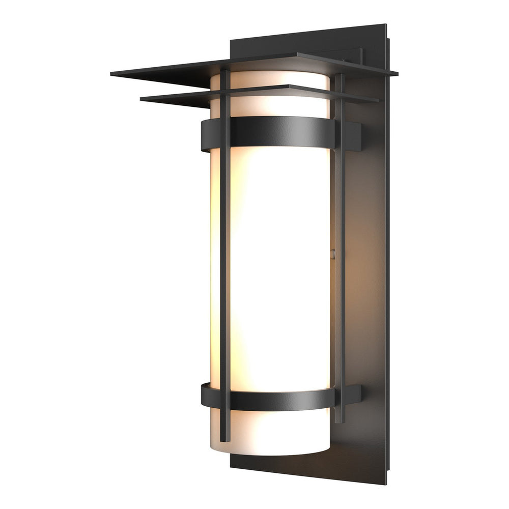 Hubbardton Forge - One Light Outdoor Wall Sconce - Banded - Coastal Black- Union Lighting Luminaires Decor