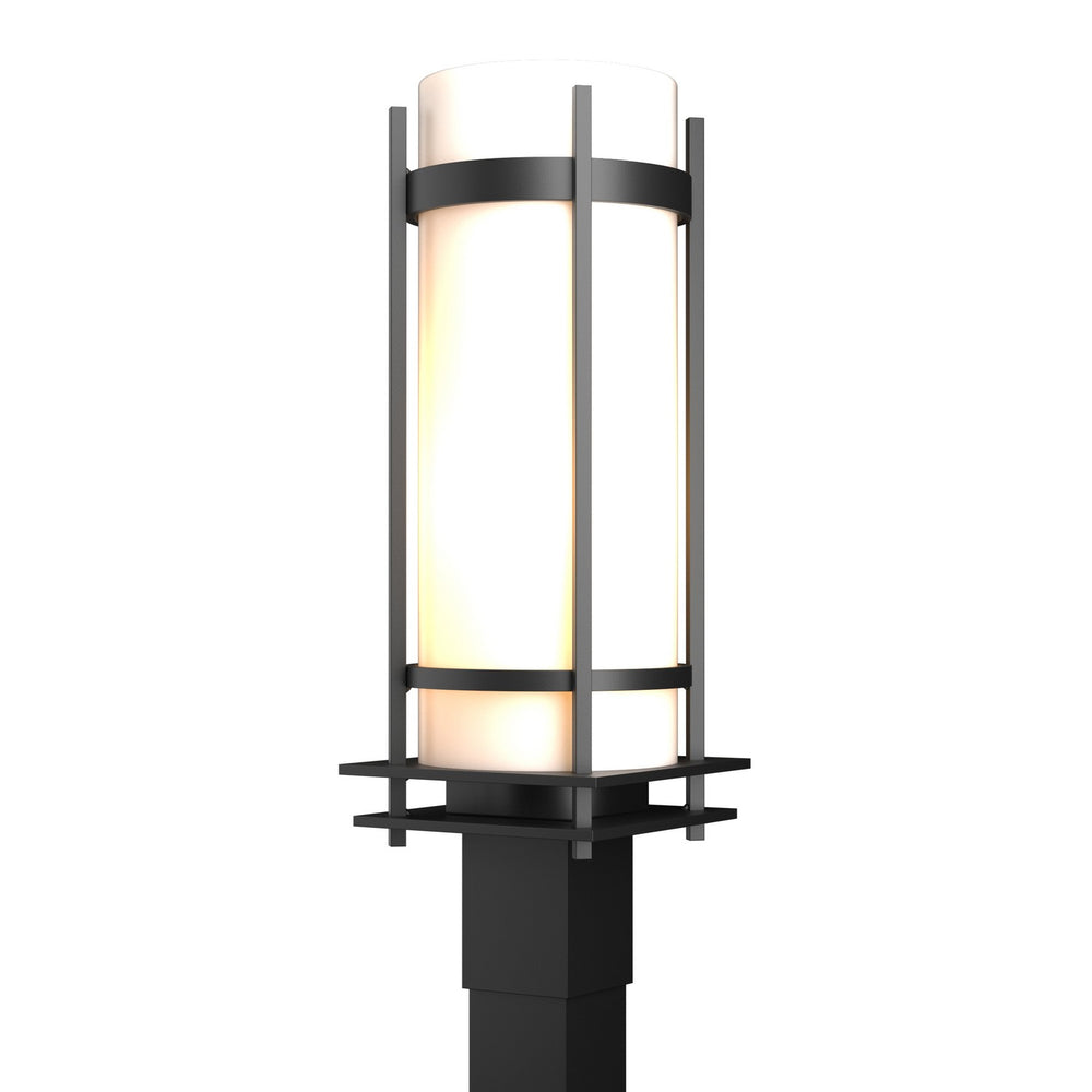 Hubbardton Forge - One Light Outdoor Post Mount - Banded - Coastal Black- Union Lighting Luminaires Decor