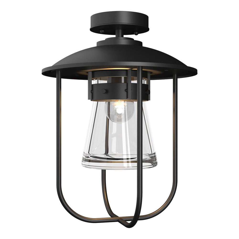 Hubbardton Forge - One Light Outdoor Semi-Flush Mount - Erlenmeyer - Coastal Black- Union Lighting Luminaires Decor