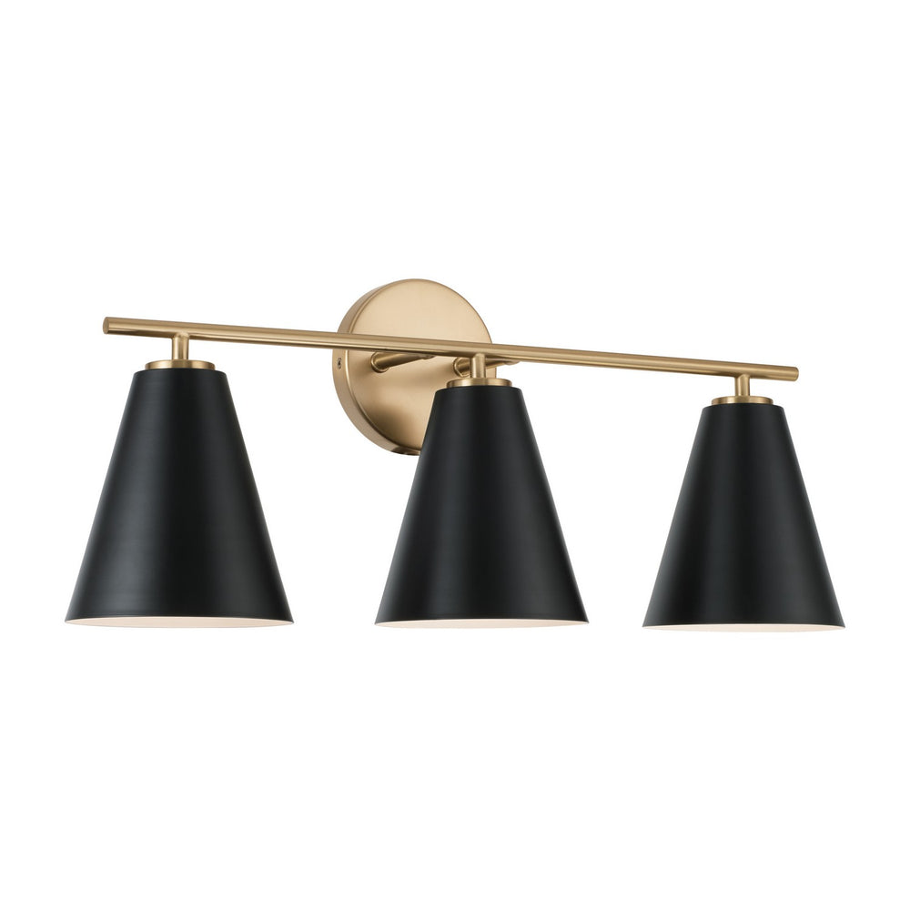 Capital Lighting - Three Light Vanity - Charlie - Matte Brass and Black- Union Lighting Luminaires Decor