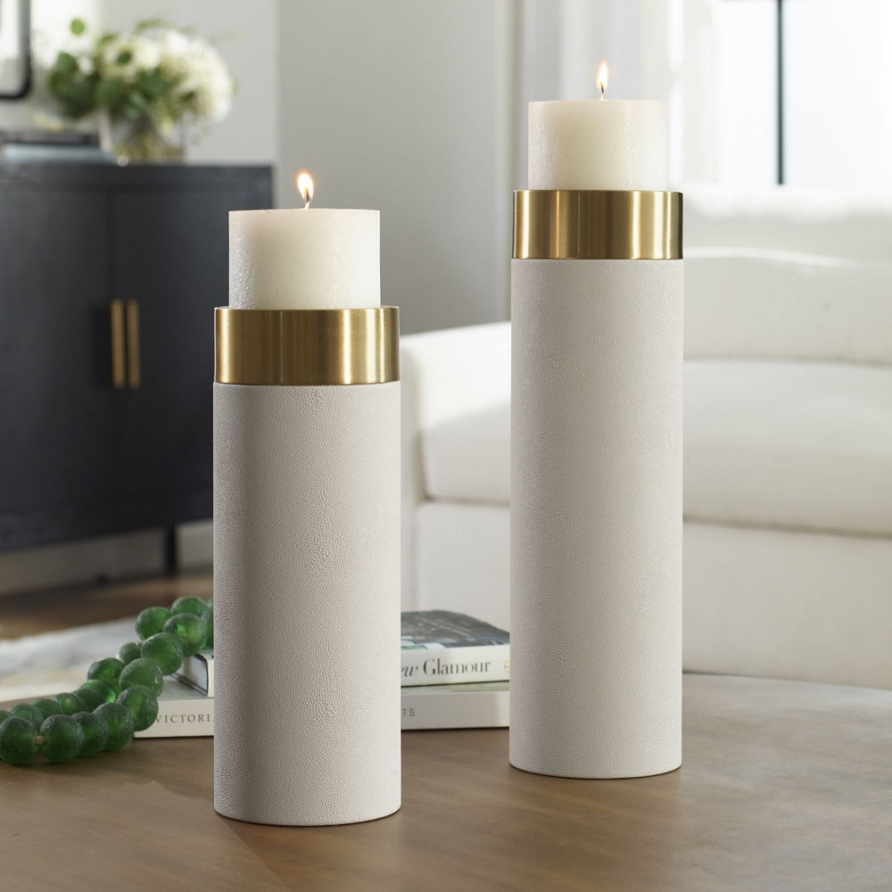 Uttermost - Candleholders, Set/2 - Wessex - Antique Brushed Brass- Union Lighting Luminaires Decor