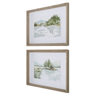Uttermost - Framed Prints, Set/2 - Serene - Gray Washed Pine- Union Lighting Luminaires Decor