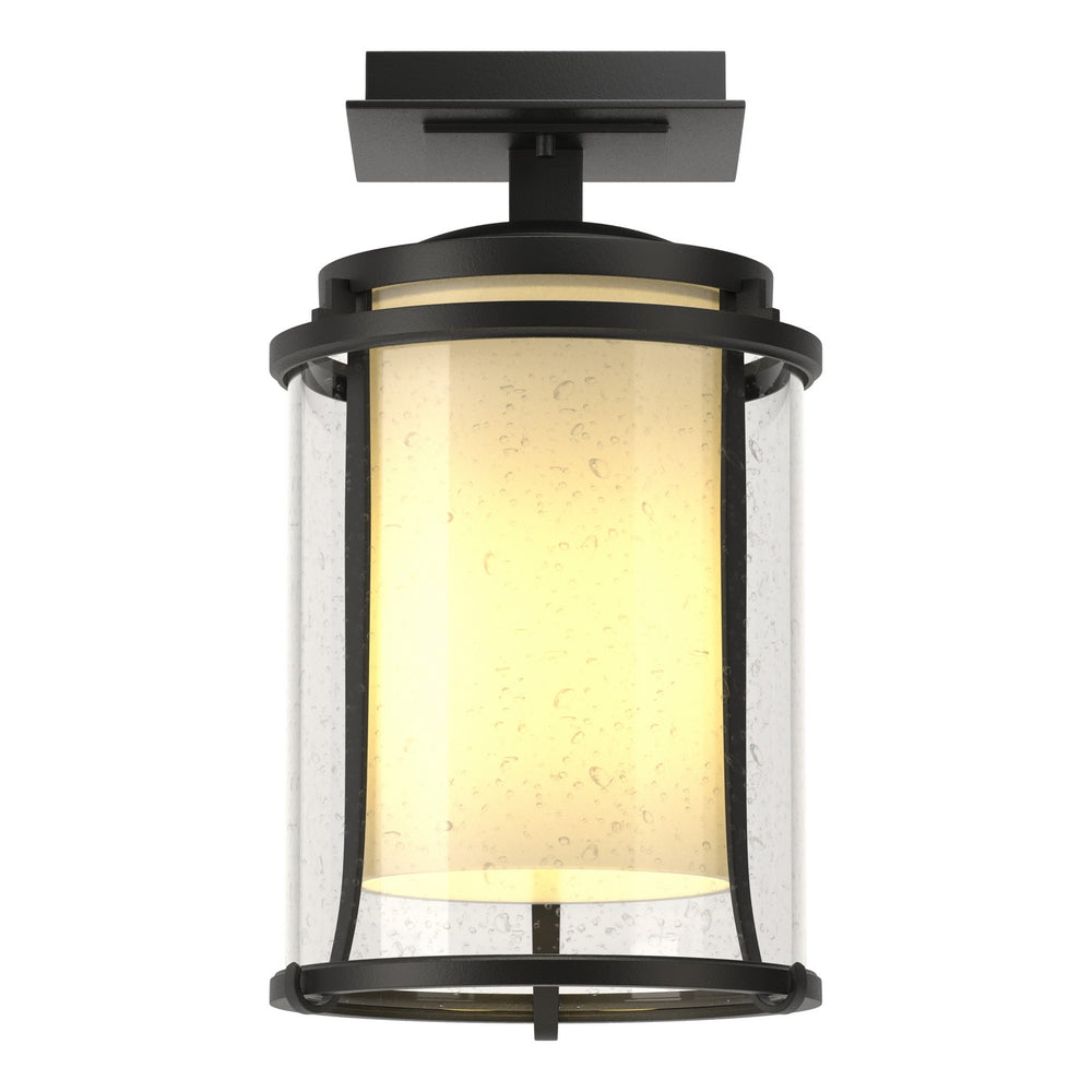 Hubbardton Forge - One Light Outdoor Semi-Flush Mount - Meridian - Coastal Black- Union Lighting Luminaires Decor