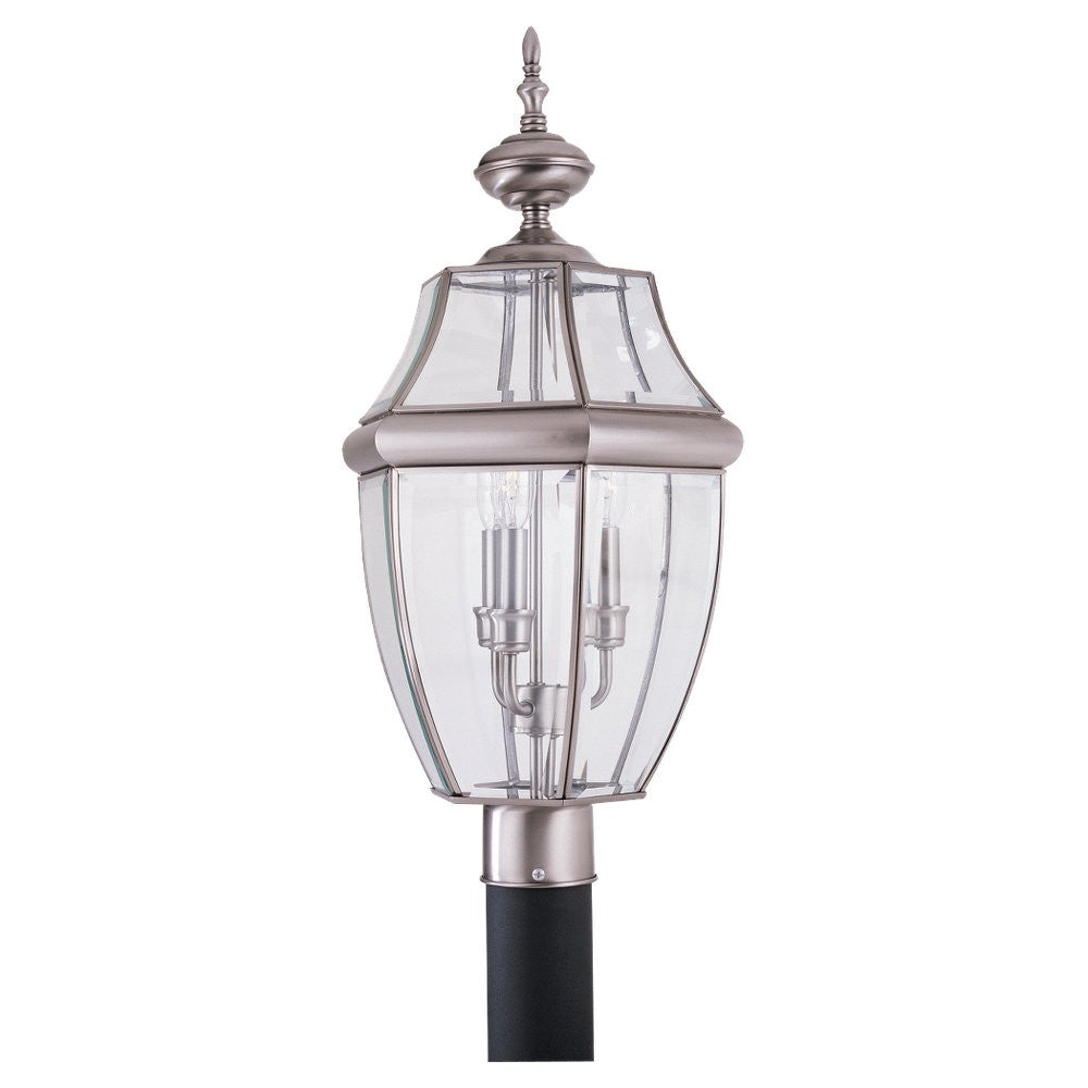 Generation Lighting Canada. - Three Light Outdoor Post Lantern - Lancaster - Antique Brushed Nickel- Union Lighting Luminaires Decor