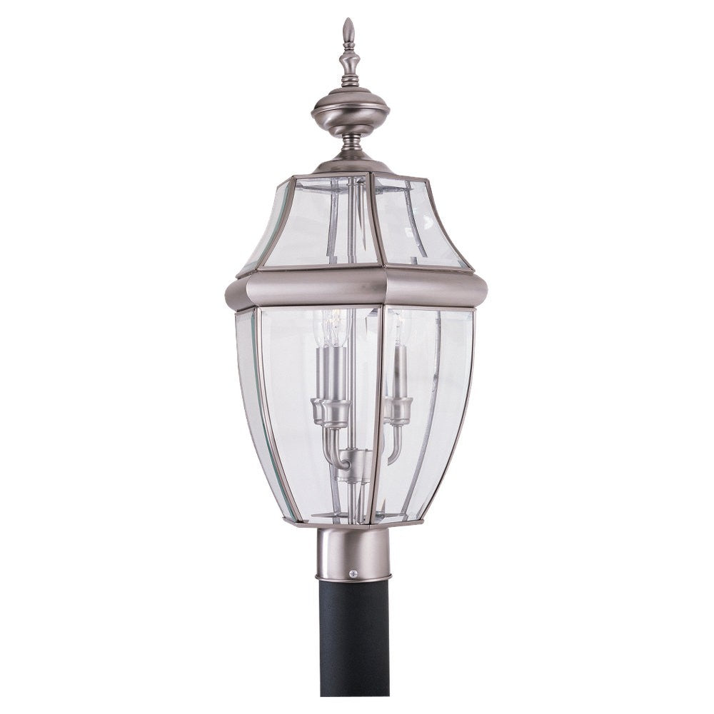 Generation Lighting Canada - Three Light Outdoor Post Lantern - Lancaster - Antique Brushed Nickel- Union Lighting Luminaires Decor